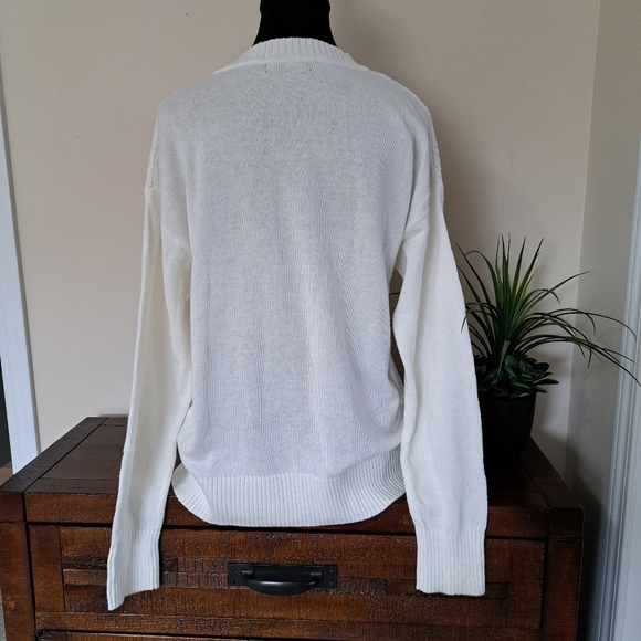 Banana Republic Cream Sweater Womens Medium Cable Knit Crewneck - Picture 4 of 12